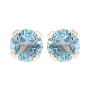 10K Gold Stud Earrings with 3mm Genuine Blue Topaz